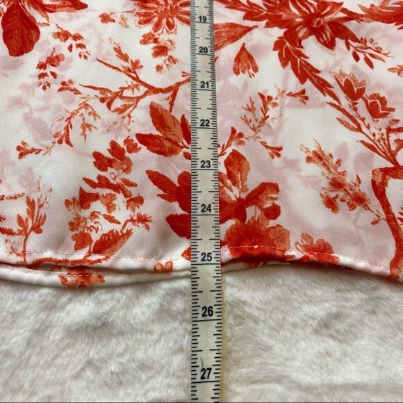 Violet + Claire Floral Orange/White Semi-Sheer Blouse Size XL - Picture 8 of 10